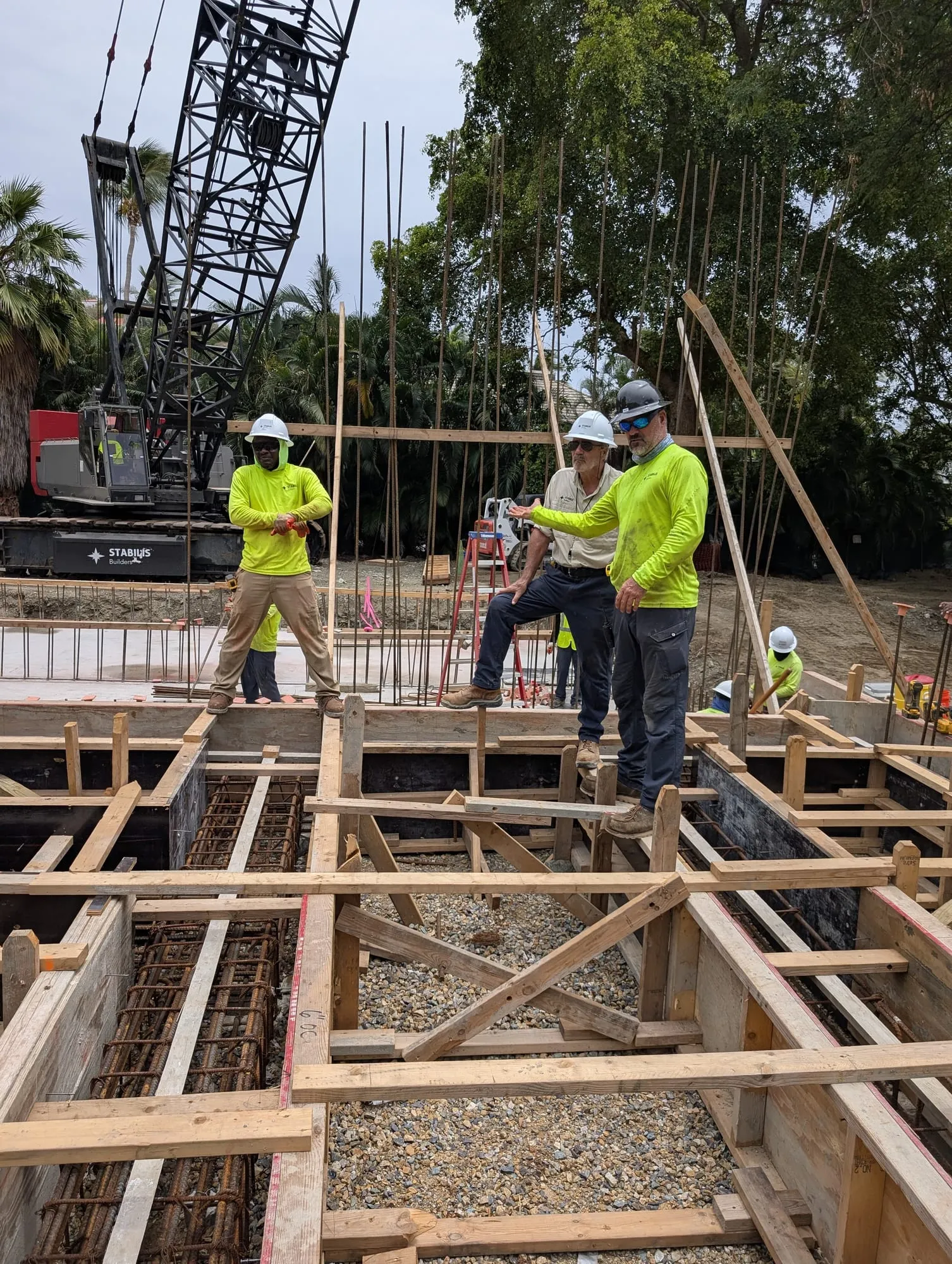 Stabilis crews working on the formwork and rebar for the plant's pile caps and grade beams