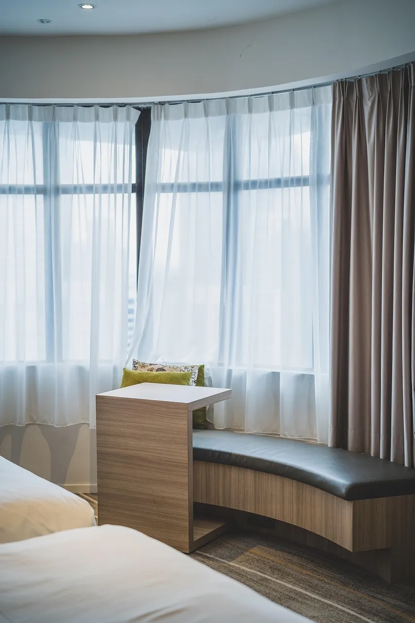 Hotel room window seat