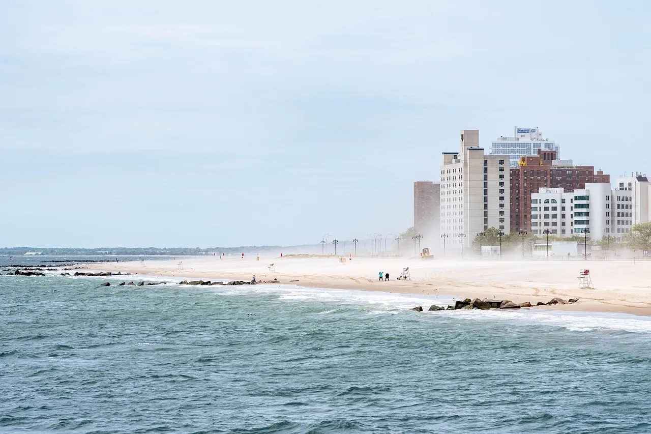 Urban beachfront City beachfront with high-rise apartment buildings