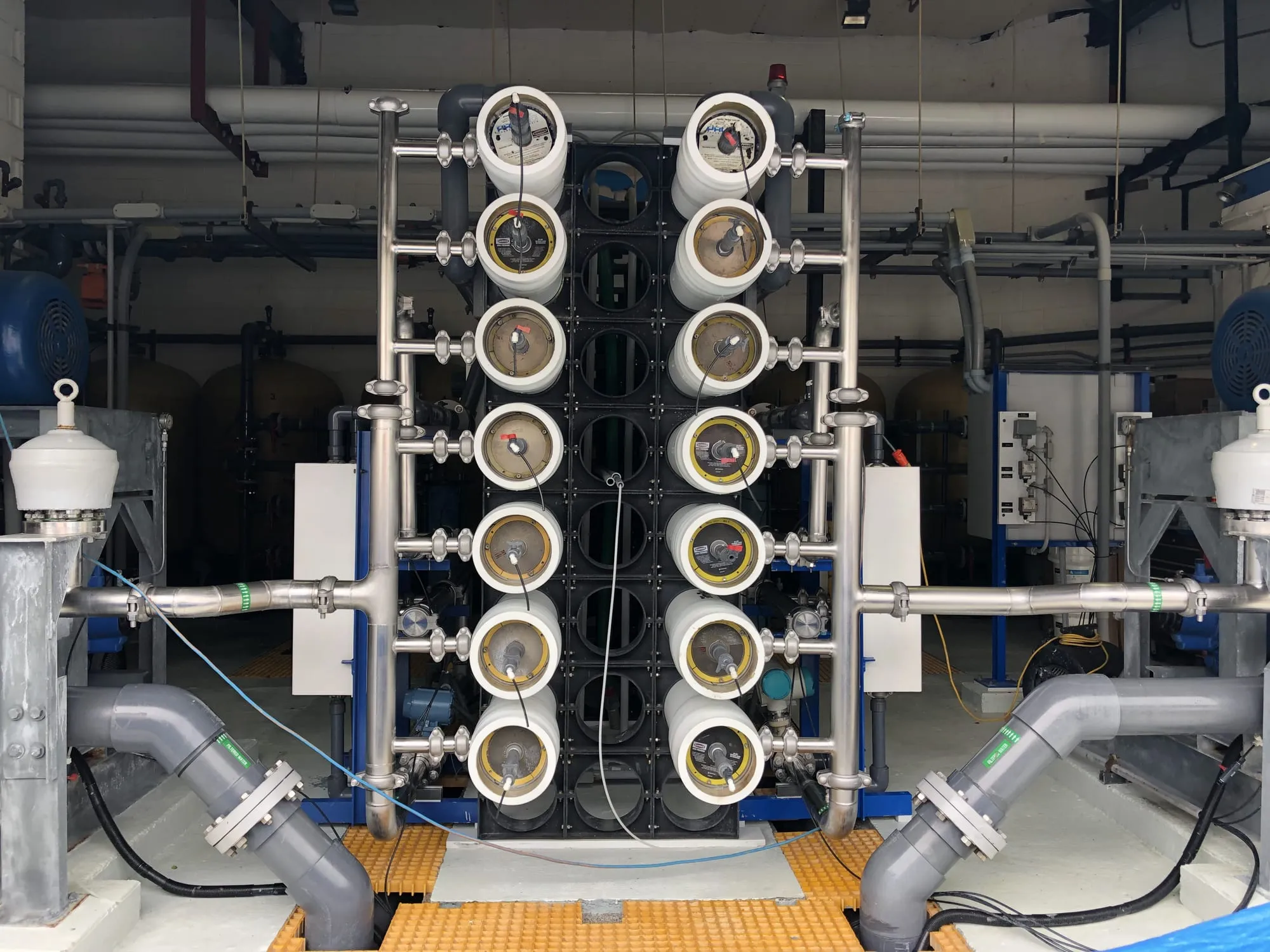 The membrane rack inside the reverse-osmosis plant Stabilis built at the Westin St. John